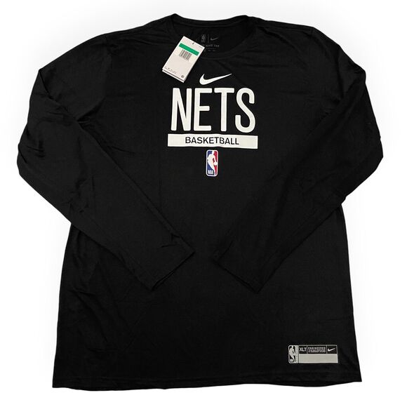 Nike Nets DriFit Team Issue Long Sleeve Pregame Shirt NBA Men's Size XL-TALL - Picture 1 of 7
